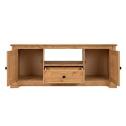 NESTLUNE Country TV Unit Widescreen 2 Door 1 Drawer Media Solid Wood Pine in Brown - Size: 100 cm x 15 cm - thumbnail 3