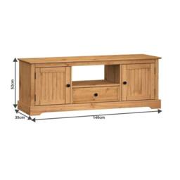 NESTLUNE Country TV Unit Widescreen 2 Door 1 Drawer Media Solid Wood Pine in Brown - Size: 100 cm x 15 cm - thumbnail 2