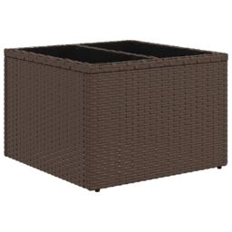 Berkfield Home Garden Table with Glass Top Brown 55x55x37 cm Poly Rattan - Size: 55 x 55 x 37 cm - thumbnail 2