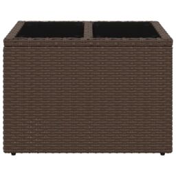 Berkfield Home Garden Table with Glass Top Brown 55x55x37 cm Poly Rattan - Size: 55 x 55 x 37 cm - thumbnail 4