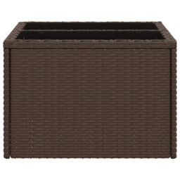 Berkfield Home Garden Table with Glass Top Brown 55x55x37 cm Poly Rattan - Size: 55 x 55 x 37 cm - thumbnail 5