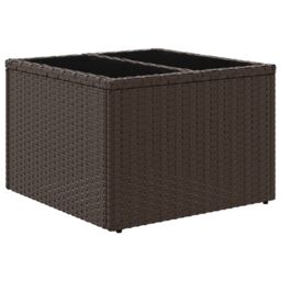 Berkfield Home Garden Table with Glass Top Brown 55x55x37 cm Poly Rattan - Size: 55 x 55 x 37 cm - thumbnail 6