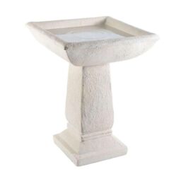 Primrose Selbourne Cast Stone Bird Bath Outdoor Hand Finished H52cm in White - thumbnail 2