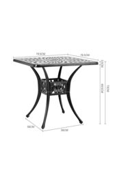 Living and Home Black Square Outdoor Garden Dining Table - thumbnail 6