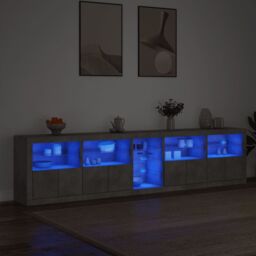 Berkfield Home Sideboard with LED Lights Concrete Grey 283x37x67 cm - Size: 283 x 37 x 67 cm - thumbnail 3