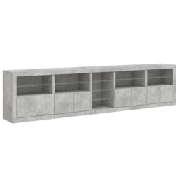 Berkfield Home Sideboard with LED Lights Concrete Grey 283x37x67 cm - Size: 283 x 37 x 67 cm - thumbnail 6