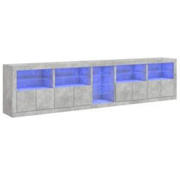 Berkfield Home Sideboard with LED Lights Concrete Grey 283x37x67 cm - Size: 283 x 37 x 67 cm - thumbnail 2