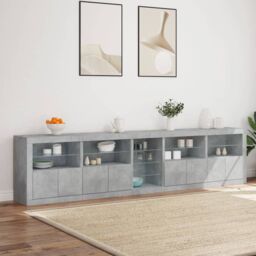 Berkfield Home Sideboard with LED Lights Concrete Grey 283x37x67 cm - Size: 283 x 37 x 67 cm - thumbnail 4