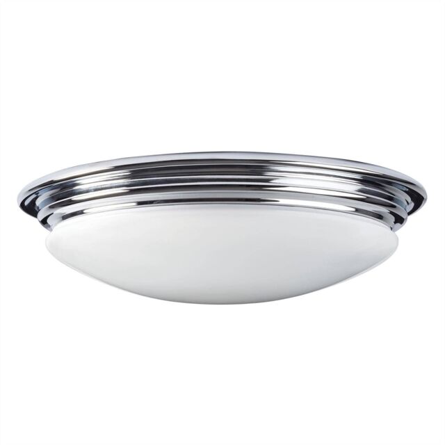 Netlighting Brompton LED Bathroom Flush Mount Ceiling Light Polished Chrome IP44 in Grey