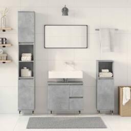Berkfield Home Durable 3 Piece Bathroom Furniture Set Concrete Grey Engineered Wood - thumbnail 1