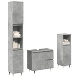 Berkfield Home Durable 3 Piece Bathroom Furniture Set Concrete Grey Engineered Wood - thumbnail 2