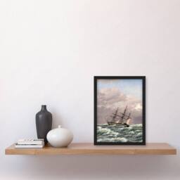 Artery8 CW Eckersberg Corvette Galathea in a North Sea Storm Framed Art Print - Size: A4 - thumbnail 4