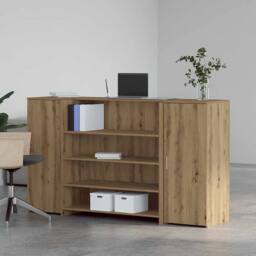 Berkfield Home Reception Desk Artisan Oak 180x50x103.5 cm Engineered Wood in Brown - thumbnail 3