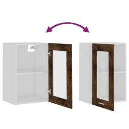 Berkfield Home Hanging Glass Cabinet Smoked Oak 40x31x60 cm Engineered Wood in Brown - Size: 40 x 31 x 60 cm - thumbnail 8