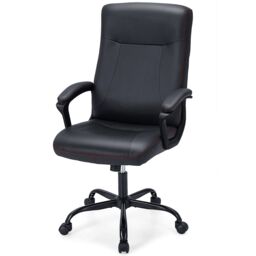 Costway Upholstered Executive Office Chair Ergonomic Computer Desk Chair Swivel Task Chair in Black