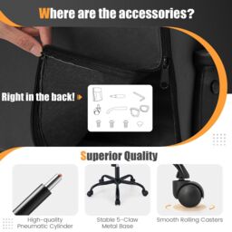 Costway Upholstered Executive Office Chair Ergonomic Computer Desk Chair Swivel Task Chair in Black - thumbnail 5
