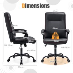 Costway Upholstered Executive Office Chair Ergonomic Computer Desk Chair Swivel Task Chair in Black - thumbnail 2