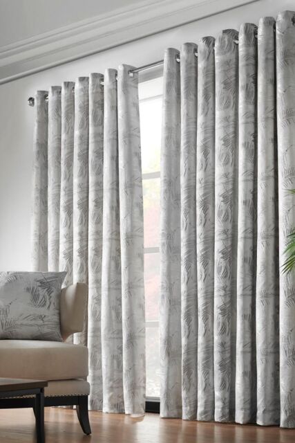 Alan Symonds Fiji Lined Eyelet Ring Top Curtains in Silver - Size: 168 cm width x 183 cm drop - image 1