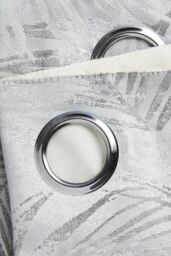 Alan Symonds Fiji Lined Eyelet Ring Top Curtains in Silver - Size: 168 cm width x 183 cm drop - thumbnail 3