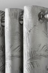 Alan Symonds Fiji Lined Eyelet Ring Top Curtains in Silver - Size: 168 cm width x 183 cm drop - thumbnail 2