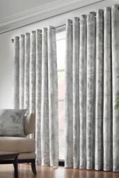 Alan Symonds Fiji Lined Eyelet Ring Top Curtains in Silver - Size: 168 cm width x 183 cm drop - thumbnail 1