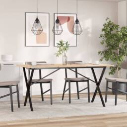 Berkfield Home Durable Dining Table Legs X-Frame 120x60x73 cm Steel in Black - Size: 120 x 60 x 73 cm - thumbnail 1