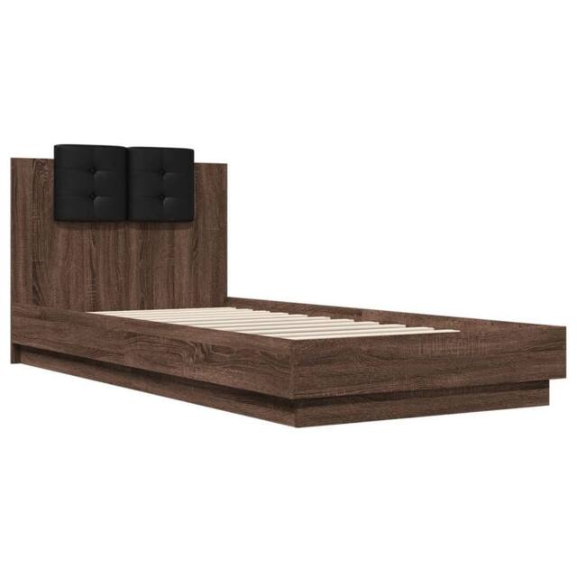 Berkfield Home Soft Bed Frame without Mattress Brown Oak 100x200 cm - image 1