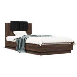 Berkfield Home Soft Bed Frame without Mattress Brown Oak 100x200 cm - thumbnail 3