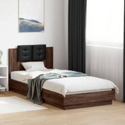 Berkfield Home Soft Bed Frame without Mattress Brown Oak 100x200 cm - thumbnail 2