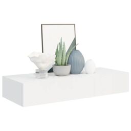 Berkfield Home Wall-mounted Drawer Shelves 2 pcs White 60x23.5x10cm MDF - Size: 60x23.5x10 cm - thumbnail 3