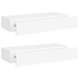 Berkfield Home Wall-mounted Drawer Shelves 2 pcs White 60x23.5x10cm MDF - Size: 60x23.5x10 cm - thumbnail 2
