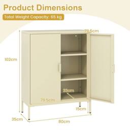 VOGREX Yellow Freestanding Dining Kitchen Storage Cabinet - thumbnail 2