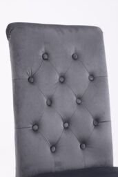 Modernique A Pair (x2) Velvet Tufted High Back Dining Chairs with Chrome Legs in Grey - thumbnail 5