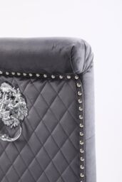 Modernique A Pair (x2) Velvet Tufted High Back Dining Chairs with Chrome Legs in Grey - thumbnail 6