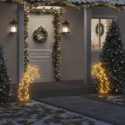 Berkfield Home Warm Christmas Light Decoration with Spikes Meteor 115 LEDs 89 cm in Black - thumbnail 2