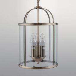 First Choice Lighting Set of 2 Antique Brass Lantern Pendants in Gold - thumbnail 3