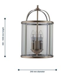 First Choice Lighting Set of 2 Antique Brass Lantern Pendants in Gold - thumbnail 6
