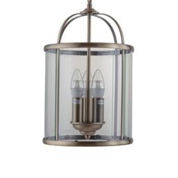 First Choice Lighting Set of 2 Antique Brass Lantern Pendants in Gold - thumbnail 2