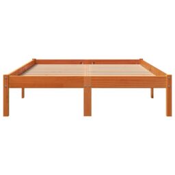 Berkfield Home Bed Frame without Mattress Wax Brown 140x190 cm Solid Wood Pine - thumbnail 4