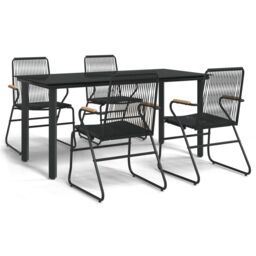 Berkfield Home 5 Piece Garden Dining Set Black PVC Rattan - thumbnail 2