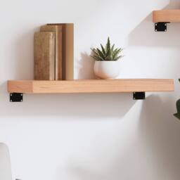 Berkfield Home Wall Shelf Light Brown 60x20x6 cm Treated Solid Wood Oak - Size: 60 x 20 x 6 cm - thumbnail 2
