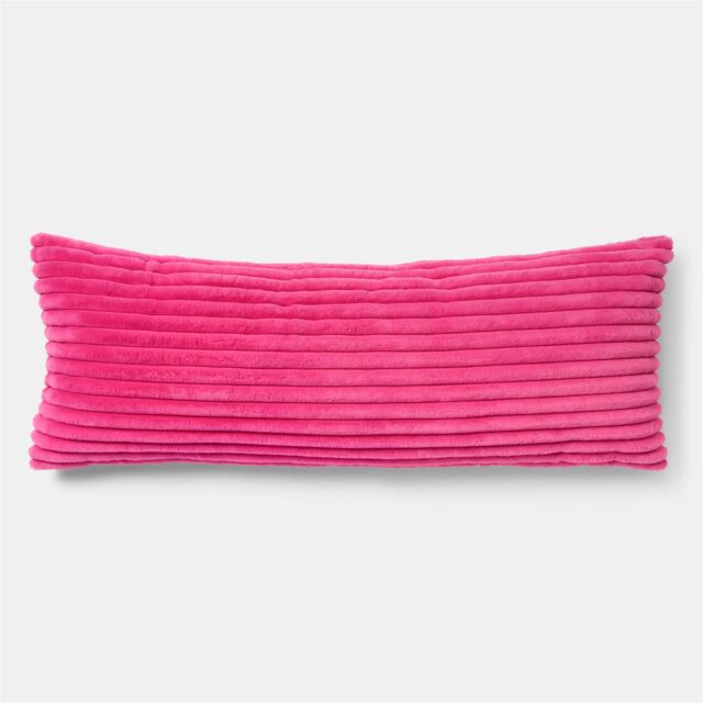 OHS Ribbed Faux Fur Bolster Pillow Soft Maternity Support Cushion in Pink - image 1