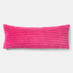 OHS Ribbed Faux Fur Bolster Pillow Soft Maternity Support Cushion in Pink