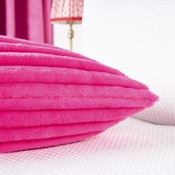 OHS Ribbed Faux Fur Bolster Pillow Soft Maternity Support Cushion in Pink - thumbnail 3