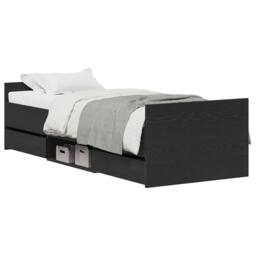 Berkfield Home Elegant Bed Frame without Mattress Black Oak 75x190 cm Engineered Wood - thumbnail 1