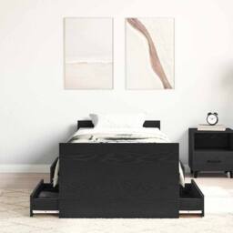 Berkfield Home Elegant Bed Frame without Mattress Black Oak 75x190 cm Engineered Wood - thumbnail 4