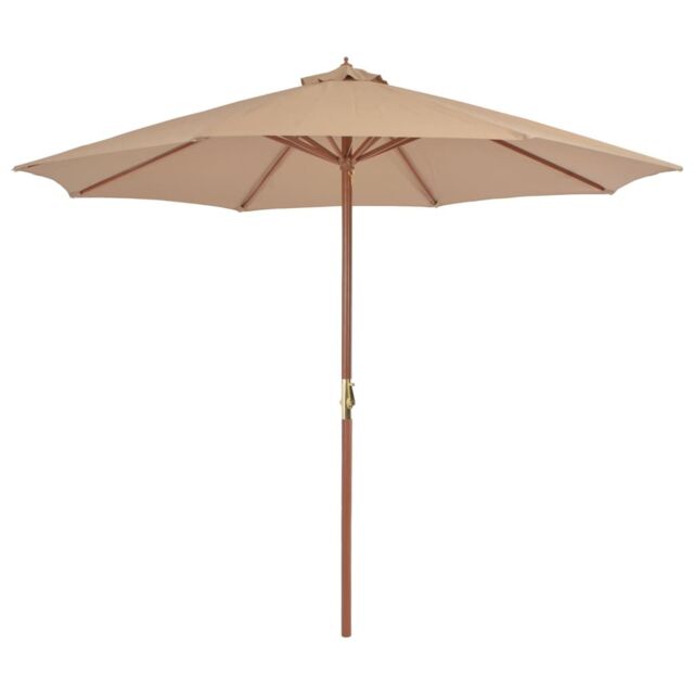 Berkfield Home Outdoor Parasol with Wooden Pole 300 cm Taupe in Beige - image 1