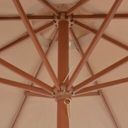 Berkfield Home Outdoor Parasol with Wooden Pole 300 cm Taupe in Beige - thumbnail 5