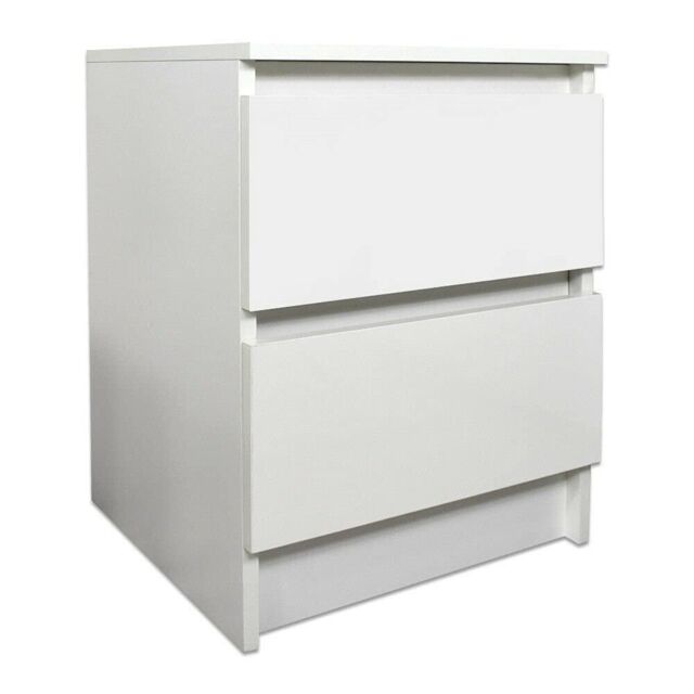 LUXURY LIFE Carlton Matt Chest of Drawers Bedside 2 Drawer Cabinet in White - image 1