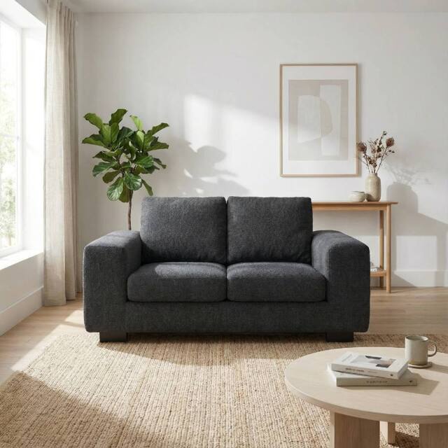 Abakus Direct Boston 2 Seater Sofa Basket Weave in Black - image 1